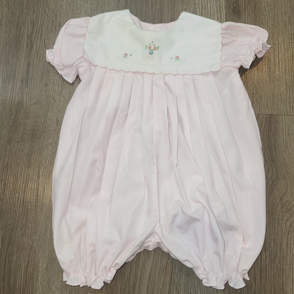 Vintage Carters Girls 6 Months 90's Y2K Bubble Romper Light Pink
